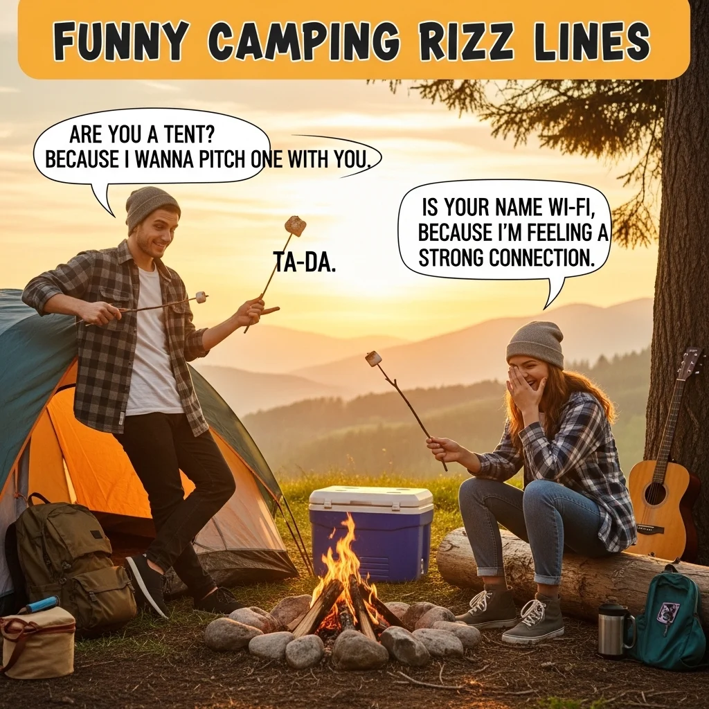 Funny camping rizz lines