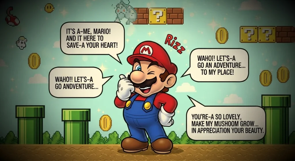 Classic Mario Rizz Lines with Nostalgia