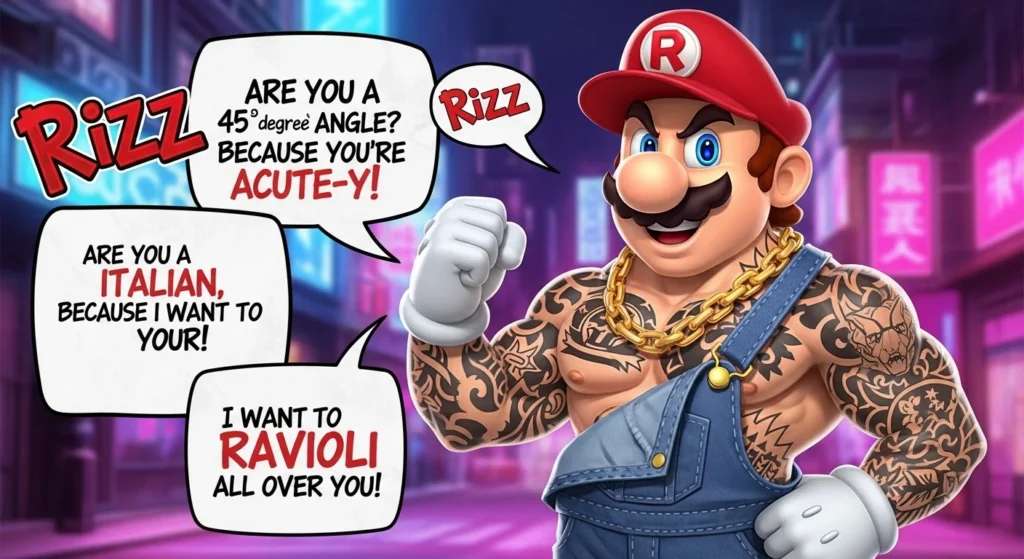 Savage Mario Rizz Lines with Attitude